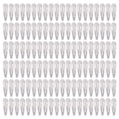 Cinaci 120 Pack Plain Silver Black Gold 5cm/2" Craft DIY Naked Snap Metal Hair Clips Barrettes for Women Baby Girls Toddlers Kids Hair Accessories Bulk (Silver)