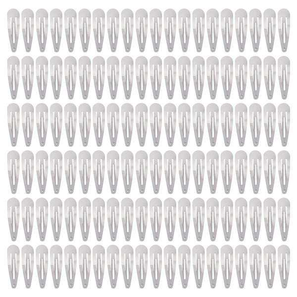 Cinaci 120 Pack Plain Silver Black Gold 5cm/2" Craft DIY Naked Snap Metal Hair Clips Barrettes for Women Baby Girls Toddlers Kids Hair Accessories Bulk (Silver)