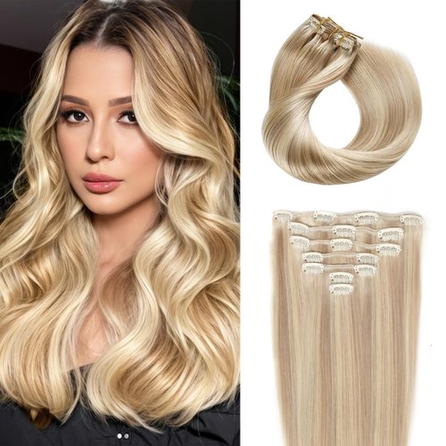 Clip in Hair Extensions Real Human Hair 16 inch 120g 7pcs Clip in Remy Human Hair Extensions Silk...