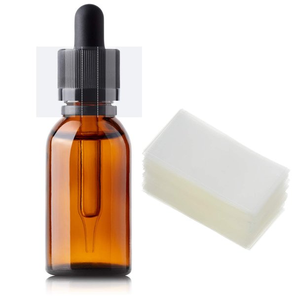500 Pieces Shrink Wrap Perforated Bottle Shrink Bands Heat Shrink Wrap for Essential Oil Bottle, Dropper Bottle and Test Tube Bottle Cap (Clear, 1.8 x 0.9 Inch, Diameter 3/4 to 1 Inch)