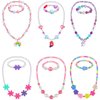 Sumind 6 Sets Play Jewelry for Little Girls Princess Necklace Bracelet Set Includes Kid Beaded Necklace Bracelet for Toddler Christmas Birthday Party Favors Cosplay(Mermaid, Rainbow Style)