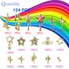 XIYONALI 124PCS Star 3D Nail Charms for Acrylic Nails, Gold Alloy Nail Gems Starburst Nail Accessories, Nail Rhinestones for Nail Art Supplies Manicure Craft DIY