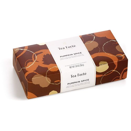 Tea Forte Pumpkin Spice Organic Black Tea Petite Presentation Box Tea Samplers, 10 Handcrafted Pyramid Tea Infusers