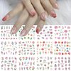36 Sheets Flower Nail Art Stickers Decals Butterfly Water Transfer Nail Decals Pink Sakura with Designs Nail Decorations for Women DIY Nail Supplies
