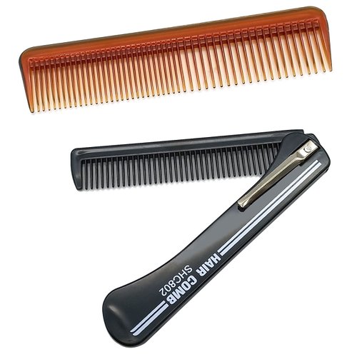 Folding Pocket Comb for Men and Double Tooth Hair Pocket Comb Set, Hair Moustache Beard Comb Hair Styling Tool Hairdressing Comb (2Pcs)