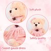 Riverwar Small Teddy Bear Stuffed Animal in a Dress, Cute Soft Plush Toy, Cuddly Gift for Babies, Boys, Girls on Christmas or Valentine's Day (10 inches, Pink Orange Dress)