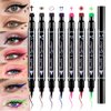 BINGBRUSH 7Pcs/set Double-sided Liquid Stamp Eyeliner Pen, Face Stamps Makeup Extremely Black Waterproof Slim Gel Felt Tip High Black Pigment Liquid Eyeliner & Seal (7 pcs set02#)