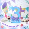 Wonderjune Mermaid Birthday Number Sign Centerpiece for Girls Wooden Mermaid Party Number Table Sign Decoration Mermaid Party Supplies for Birthday Anniversary (Number 3)