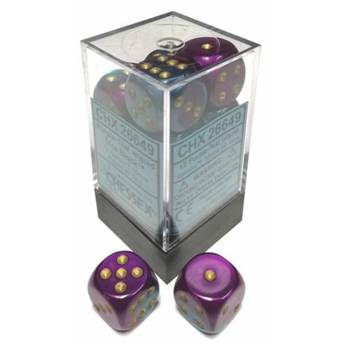 DND Dice Set-Chessex D&D Dice-12mm Gemini Purple and Teal with Gold Plastic Polyhedral Dice Set-Dungeons and Dragons Dice Includes 12 Dice - D6, Various (CHX26649)