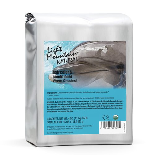 Light Mountain Henna Hair Color & Conditioner - Warm Chestnut Hair Dye for Men/Women, Organic Henna Leaf Powder and Botanicals, Chemical-Free, Semi-Permanent Hair Color, 16 Oz