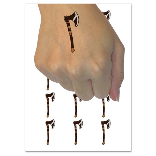 Norse Viking Battle Axe Temporary Tattoo Water Resistant Fake Body Art Set Collection - 15 2" Tattoos (1 Sheet)