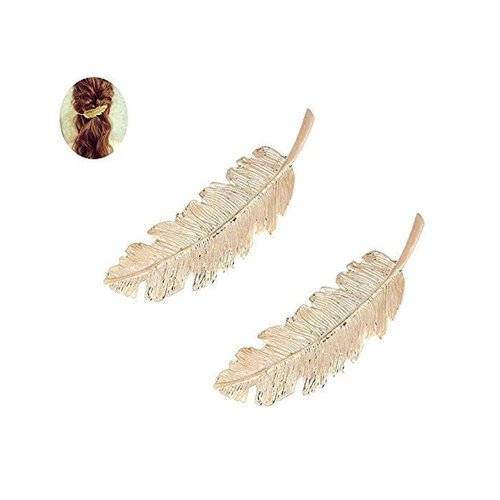 2Pcs Gold Vintage Alloy Feather Leaf Hair Clips Barrettes Hairpin Luxury Hair Comb Clips Women Hair Jewelry Hair Clips, Clips and Barrettes, Hair Clips