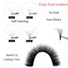 Lash Extension Supplies, 3 Trays 12 Rows Easy Fan Volume Eyelash Extensions, Self Fanning Blooming Faux Mink Individual Lashes, 0.07-D, 9mm-17mm Mix Tray