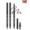 Brown Waterproof Eyeliner Gel Pencil- 2Pcs Smudge Proof Long Lasting Retractable Eyeliner Pen, Matte Cream Eyeliner Waterline, Smoky Makeup Eye Liner Pencils for Women, Built-In Sharpener & Smudger-03