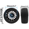 HIRCQOO 80mm/3.14" Rubber Tires & Plastic Wheel Rims 2.2 Inch 12mm Hex Hub Compatible with 1/10 HPI WR8 Off-Road Rally 1/14 WLtoys 124019 144001 1/16 Redcat Volcano RC Buggy (Black)