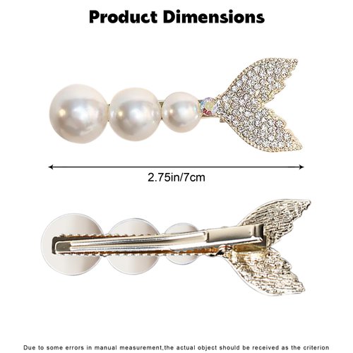 2 Pack Pearl Fish Tail Hair Clips for Women and Girls Elegant Alloy Hairpins with Pearls Bobby Pins Pearl Bridal Bobby Pins Decorative Accessories White Hairpins Pearl Bobby Pins For Women'S Hair