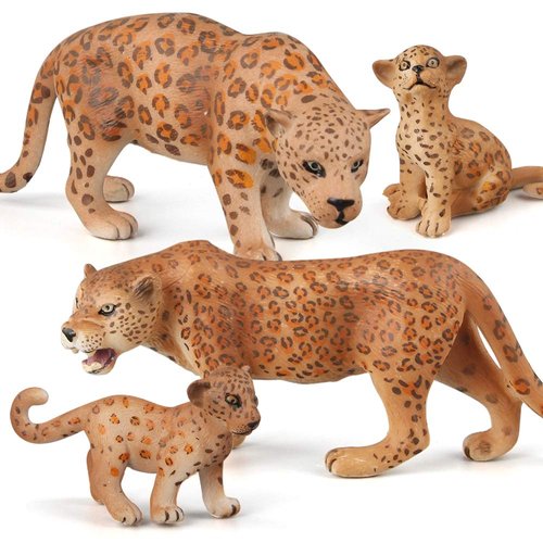 Fantarea Realistic Wild Life Jungle Animal Model Figures Set Leopard Forest Playset Birthday Party Favors Classrooms Gift Toys for 5 6 7 8 Year Old Boys Girls Kid(4 pcs)