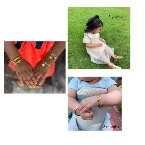 Ethlyn Birthday Gifts for Baby Boys Girls 18K Gold plated Babies to toddlers Little Bangles Bracelet Stars Bells Heart Jewelry (2pcs/lot)