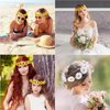 Sunflower Headband Crown, 2PCS Sunflower Flower Headband, Sunflower Hair Wreath Women Girl Bridal Floral Headpiece For Hippie Party Wedding Festivals(White, Yellow)