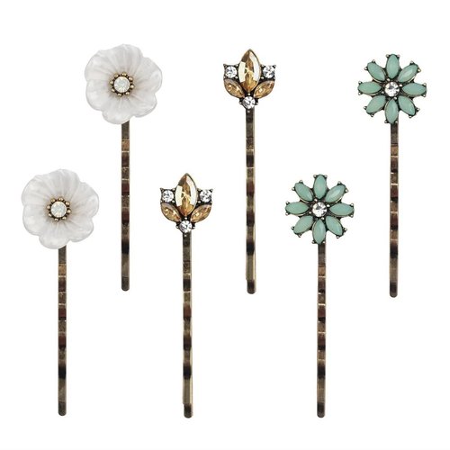 6PCS Retro Hair Pins Vintage Hair Clips Elegant Crystal Rhinestone Hairpins Metal Bobby Pins Hair Accessories for Women Ladies and Girls Headwear Styling Tools
