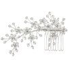 SAMKY Handmade Crystal Bead Flower Bridal Tiara Hair Comb - Silver Plated FC017