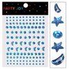 Moon Stars Face Gems Jewels Stick for Women Hair Face Diamonds Crystal Rhinestones Rave Party Festival Party Club Body Face Eye Nail Makeup Stickers Temporary Tattoos (Blue)