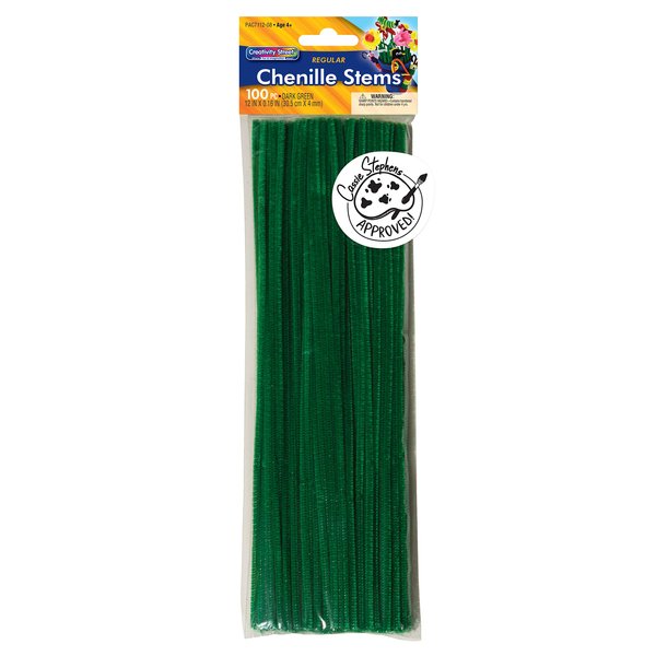 Creativity Street Chenille Stems/Pipe Cleaners, Dark Green, 12 Inch x 4mm, 100 Count