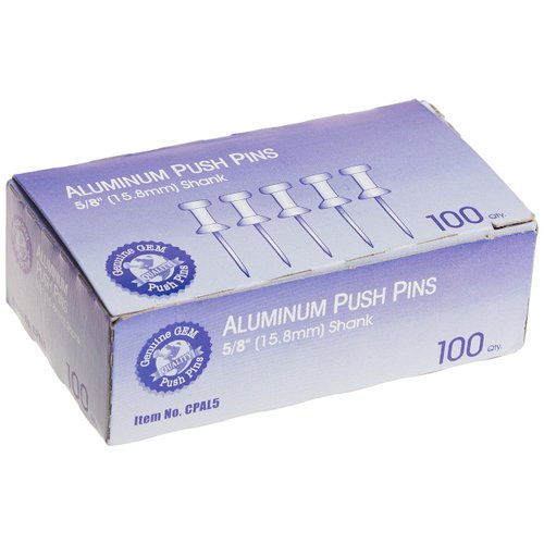 ADVANTUS Aluminum Head Push Pins, Steel 5/8-Inch Point, Silver, 100 per Box (CPAL5)