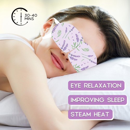 Permotary 20 Packs Steam Eye Mask, Heated Eye Mask Lavender Disposable Warm Compress Patches, Self Heating Eye Masks, Comfortable and Relax Sleep Mask, Relief Eye Fatigue, Spa Gifts, Travel Essentials