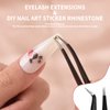 Rolabling 2pcs Elbow & Straight Black Nail Tweezers Rhinestone Picker Manicure Nail Art Tool (Set-1)