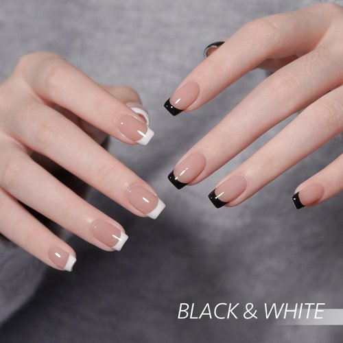 GAOY Black White Gel Nail Polish Art Liner, 8ml 2 Colors for Nail Paint Design with Thin Brush DIY French Manicure and Pedicure at Home