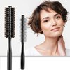 Geiserailie 2 Pieces Round Hair Brush - Thick Bristle Blow Drying Brush for Short Hair, Wet or Dry Use, with Massage Head (Black)
