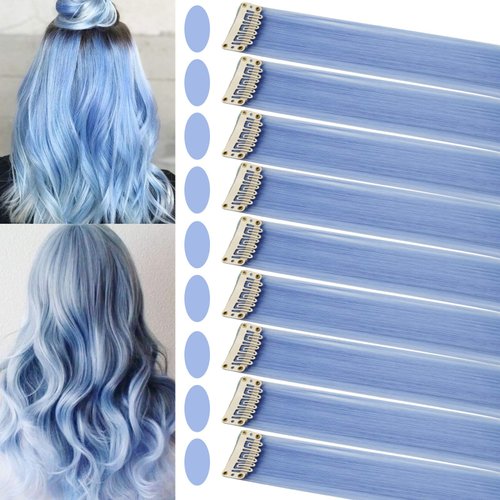 SARARHY 16 PCS Colored Hair Extensions Clip in Holiday Party Highlights 21 inch Straight Syntheti...