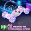 Powerextra Gesture Sensing Rc Stunt Car with Light & Music for Girls, 4WD Hand Controlled Double Sided 360° Flips Off Road Transform Remote Control Car with LED Light, Toy Gift for Age 8+ Kids, Pink