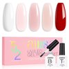 AILLSA Nude Pink Gel Nail Polish Set White Red Gel Nail Polish Milky Neutral Translucent Gel Polish with Base and Top Coat 5+2 Kit Bright Wedding Color Jelly Soak Off U V Manicure Salon DIY at Home