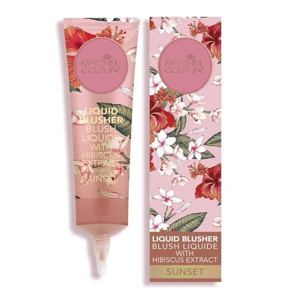 Rachel Couture Liquid Blush for Radiant, Glowing Cheeks | Vegan & Cruelty-Free | Hibiscus Extract Infused - 0.50 Oz - Sunset