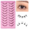 outopen 10 Pairs Cluster Lashes Natural Look Manga Lash Clusters C Curl Wispy Individual Eyelashes Cat Eye Lashes DIY Eyelash Extensions(B03-TM30)