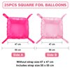 Hot Pink Square Foil Balloon Wall,25Pcs Double Sided Balloon Backdrop Helium Mylar Balloon Tunnel Arch Garland Kit for Birthday Bridal Anniversary Baby Shower Party Decorations