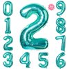 40 Inch Teal Blue Jumbo Digital Number Balloons 2 Huge Giant Balloons Foil Mylar Balloons for Baby Shower Party Ocean Mermaid Theme Birthday Decor Supplies
