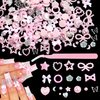 FSpronail Nail Charms for Acrylic Nails 3D Pink Pearls Heart Star with Bows and Gems Flowers Nail Art Design DIY Decor Accessories with Tweezer