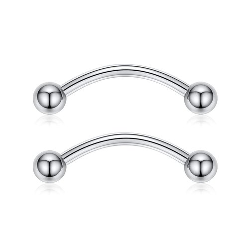 PEAKLINK G23 Titanium Nipple Barbell 12 Gauge Barbell Body Jewelry Internally Threaded Curved Barbell Nipple Bars Nipple Rings Eyebrow Internally Threaded Tongue Piercing for Women 12mm