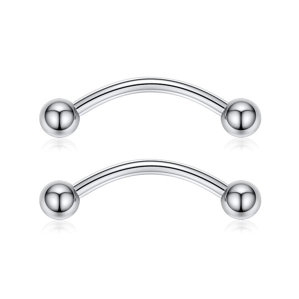 PEAKLINK G23 Titanium Nipple Barbell 12 Gauge Barbell Body Jewelry Internally Threaded Curved Barbell Nipple Bars Nipple Rings Eyebrow Internally Threaded Tongue Piercing for Women 12mm