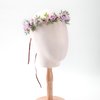 KorViSHOW Girl Purple Flower Crown - Traditional Round Rose Headband Elegant Headband Purple Flowers And Green Leaves Accessories Renaissance Festival Birthday Party Headband Wedding Shoot