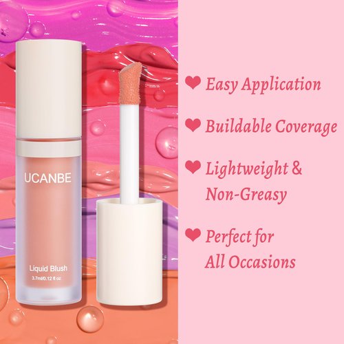 UCANBE Liquid Matte Blush Makeup for Cheeks, Highly Pigmented, Long Lasting, Anti-scratch, Natural-Looking, Daily Use Makeup Blush Suitable for Women Girls(03 Guava)