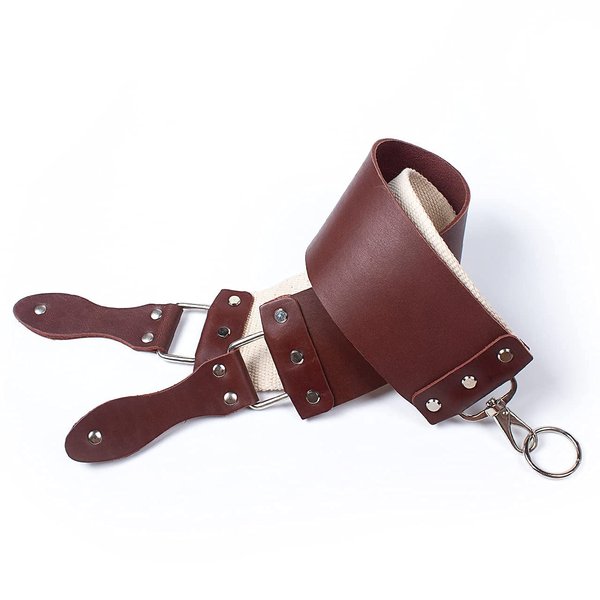 Razor Strop - Barber's Latigo Leather Straight Razor Strop. Dual Strap that will be a Great Addition for Any Straight Razor. PREMIUM LEATHER Strop for Sharpening. (Brown)