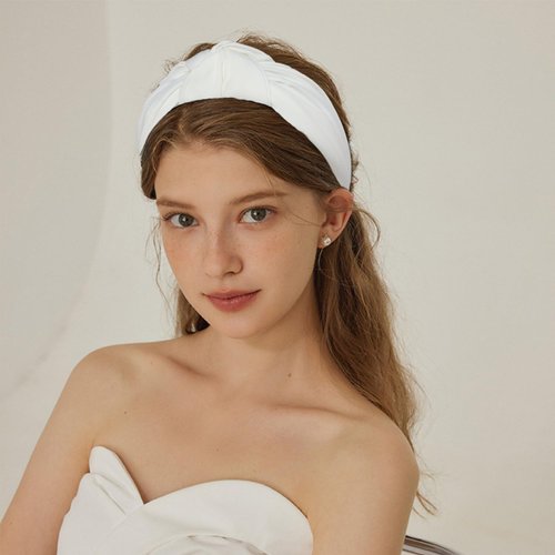 JOYRUBY White Headband Knotted Headband for Women, Top Knot Headband for Women Wide Headbands Non Slip, Satin Headbands for Women Solid Colors Head Bands for Women's Hair Accessories