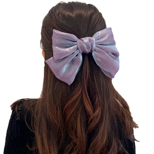 Big Satin Bow Hair Clip for Women Purple Barrette Hair Clips Bows Handmade Bowknot Hair Clip for Women's Head Bows for Women Girls Bow Hairpin