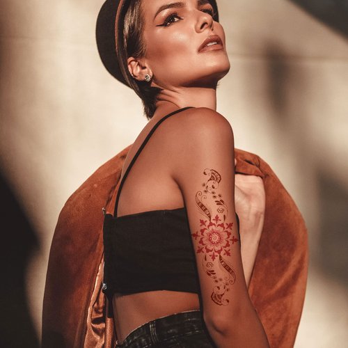 Aresvns Henna Tattoo, 9 Sheets Henna Stickers, Waterproof Brown Henna Tattoo Stickers for Women