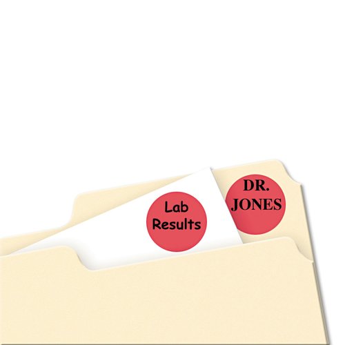 Avery 05466 Removable Labels, 3/4-Inch Round, 1008/PK, Red