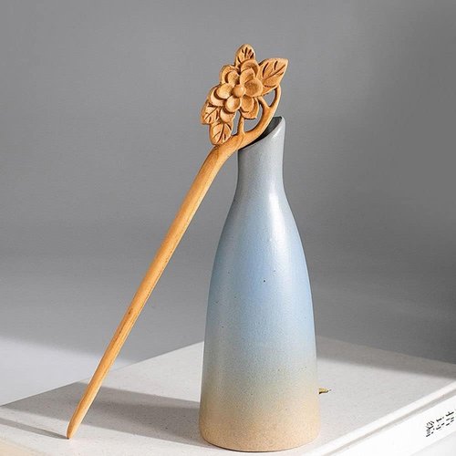 1Pc Handmade Ancient Chinese Japanese Wood Hair Sticks Chopsticks Wooden Vintage Retro Carved Long Fork Pen Shawl Pins Sticks Hairpins Clips Barrettes, Hair Accessories